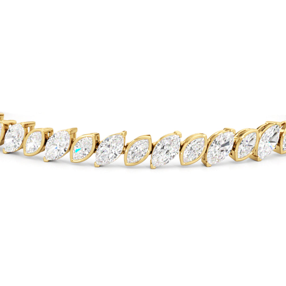 Angled Marquise Bezel Tennis Bracelet with 9 3/4 Cut Diamond in 14KT Yellow Gold view 6
