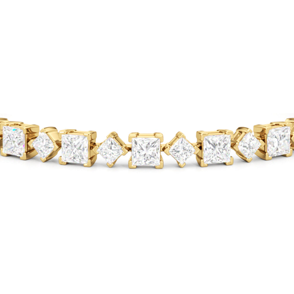 Alternating Princess Tennis Bracelet with 12 3/4 Cut Diamond in 14KT Yellow Gold view 6
