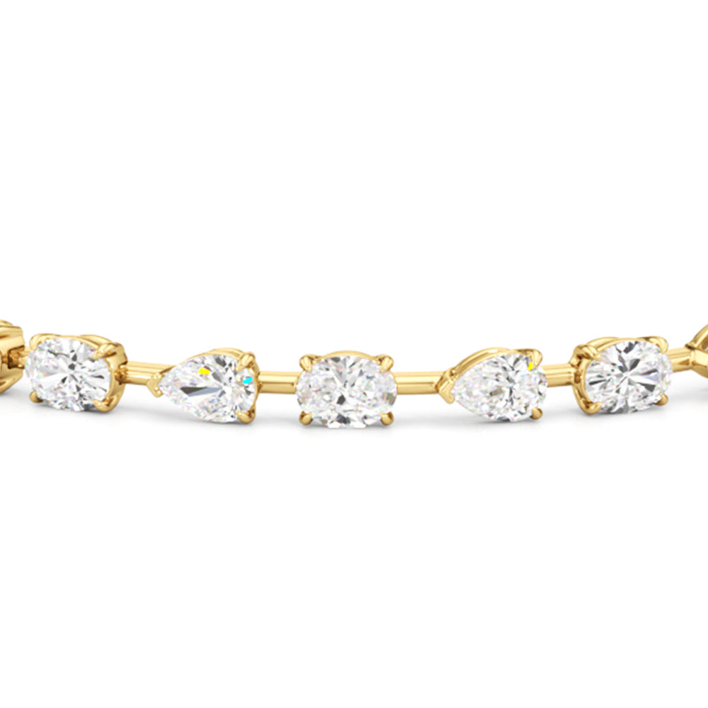Pear and Oval Tennis Bracelet with 6 Cut Diamond in 14KT Yellow Gold view 6
