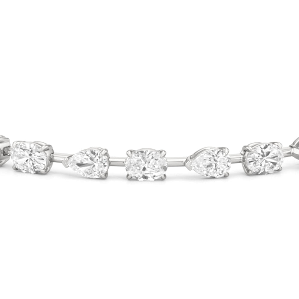 Pear and Oval Tennis Bracelet with 6 Cut Diamond in 14KT White Gold view 6

