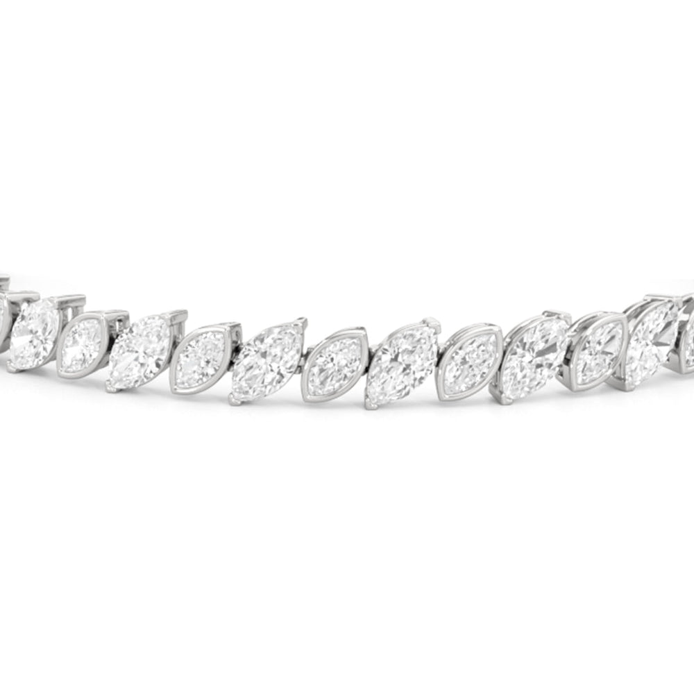 Angled Marquise Bezel Tennis Bracelet with 9 3/4 Cut Diamond in 14KT White Gold view 6
