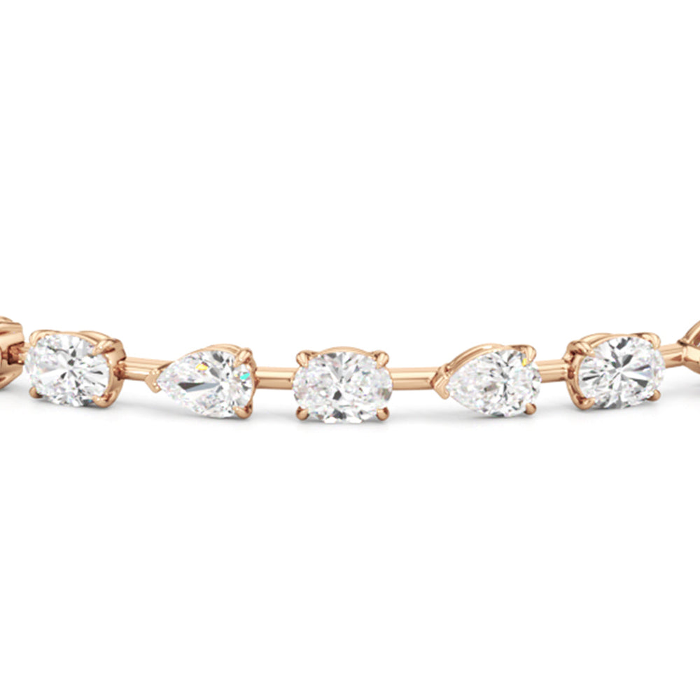 Pear and Oval Tennis Bracelet with 6 Cut Diamond in 14KT Rose Gold view 6
