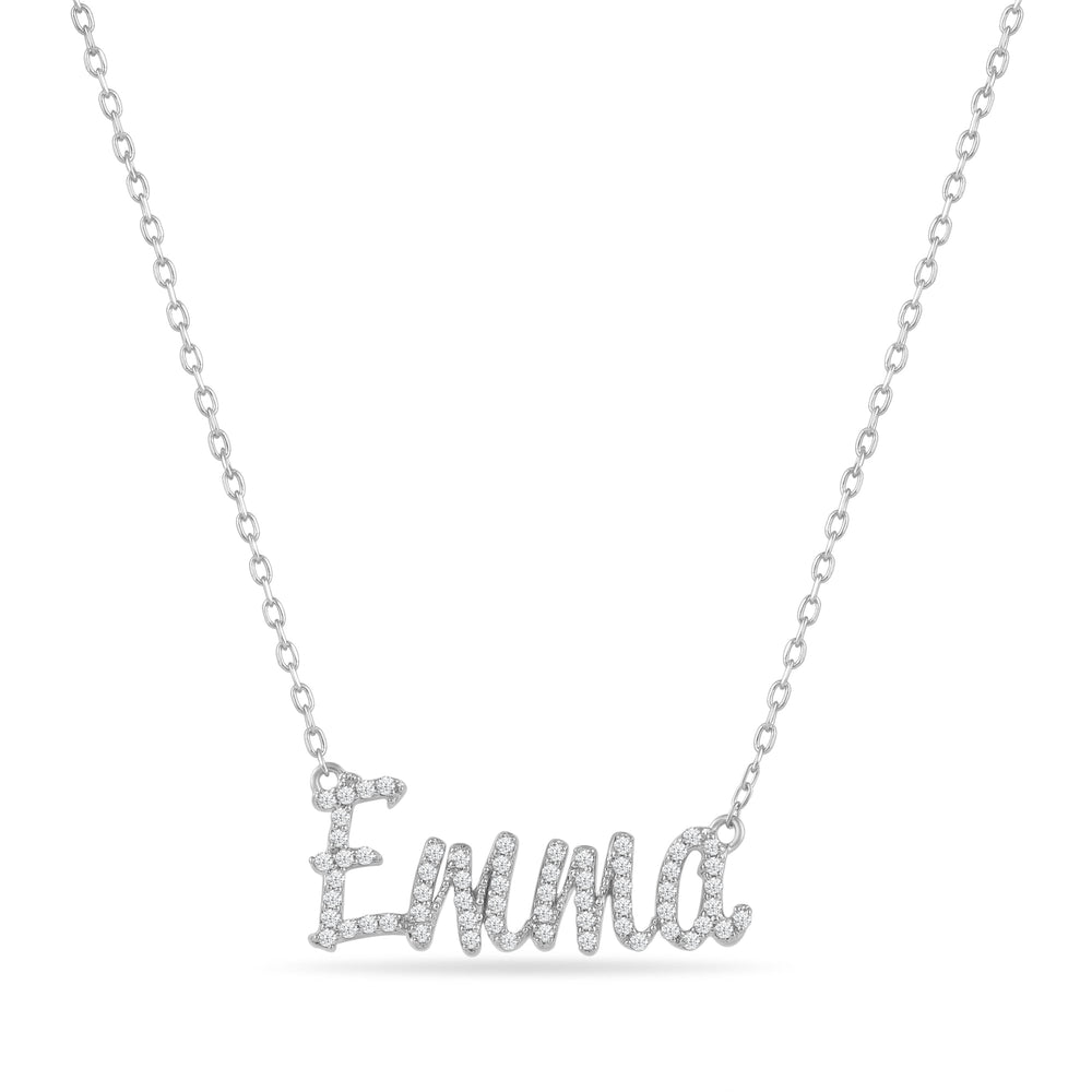 Personalized Name Necklace with Diamonds with 10 Cut Diamond in 14KT White Gold view 1
