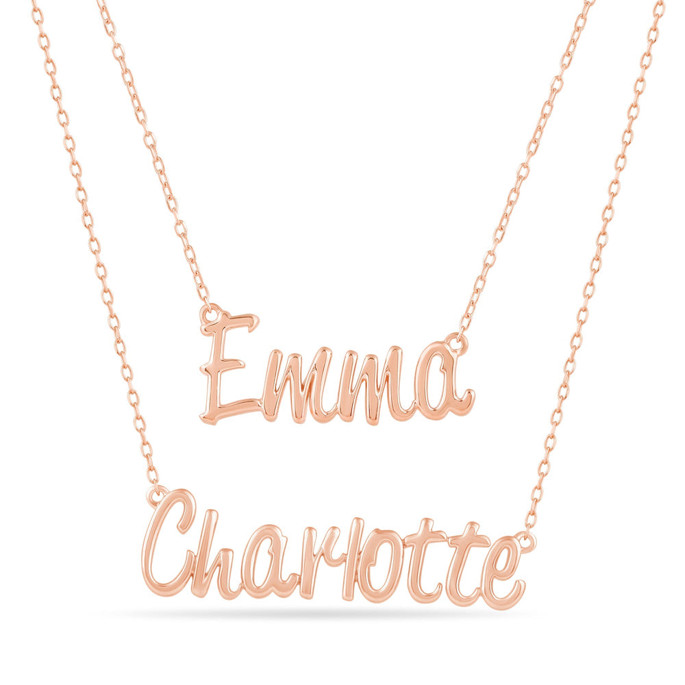 Personalized Name Necklace in Gold with 10 Cut Diamond in 14KT Rose Gold view 4
