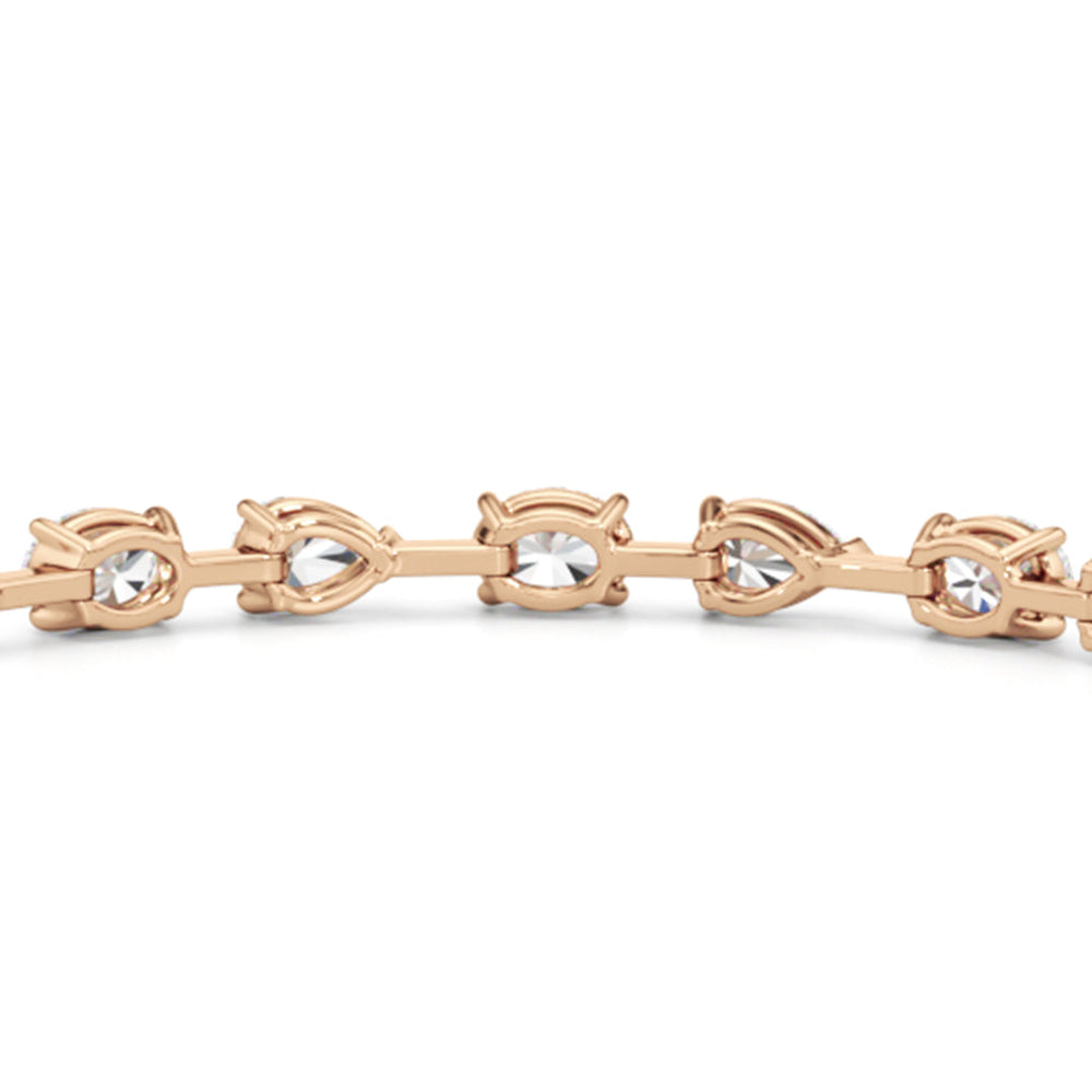 Pear and Oval Tennis Bracelet with 6 Cut Diamond in 14KT Rose Gold view 8
