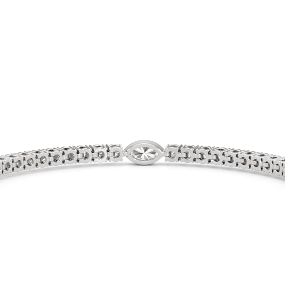Marquise Station Tennis Bracelet with 4 1/2 Cut Diamond in 14KT White Gold view 8
