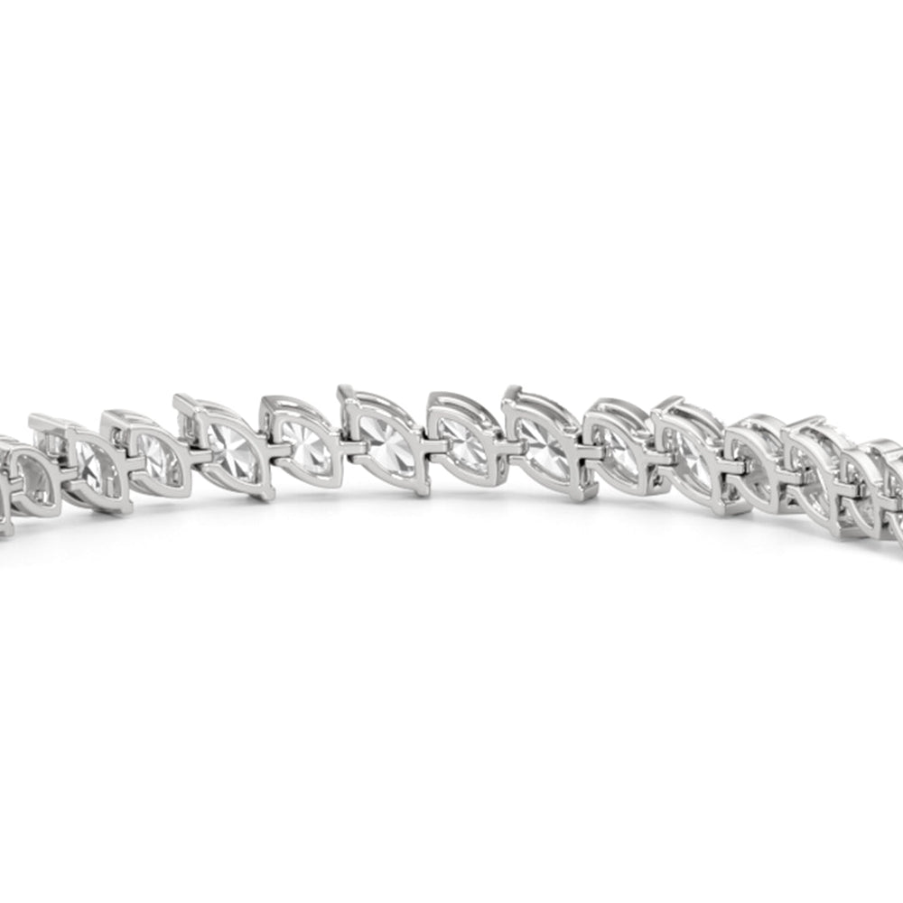 Angled Marquise Bezel Tennis Bracelet with 9 3/4 Cut Diamond in 14KT White Gold view 8
