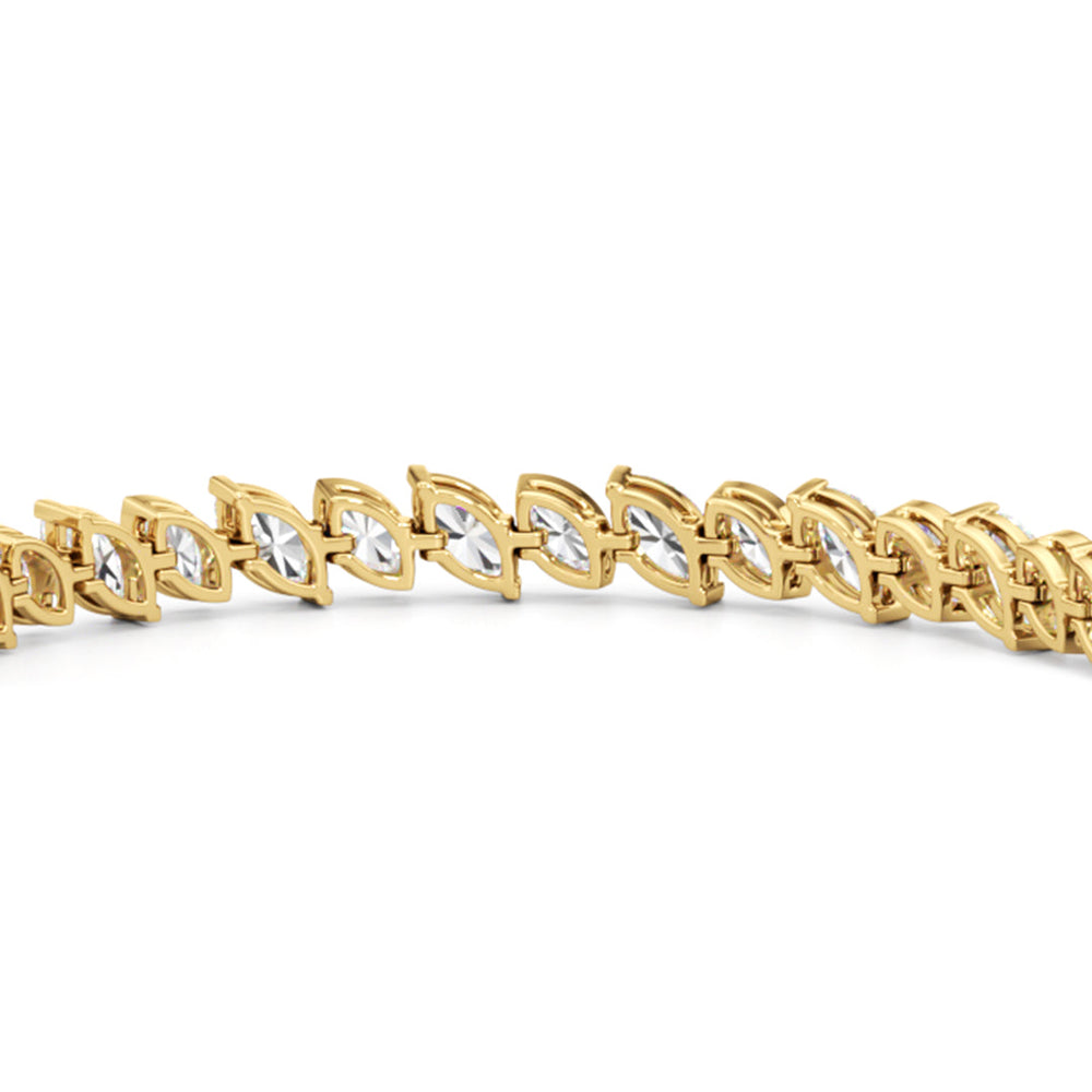 Angled Marquise Bezel Tennis Bracelet with 9 3/4 Cut Diamond in 14KT Yellow Gold view 8
