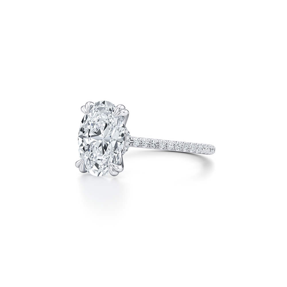 Kate Solitaire Lab Diamond Engagement Ring with Oval Cut Diamond in 14KT Platinum view 2
