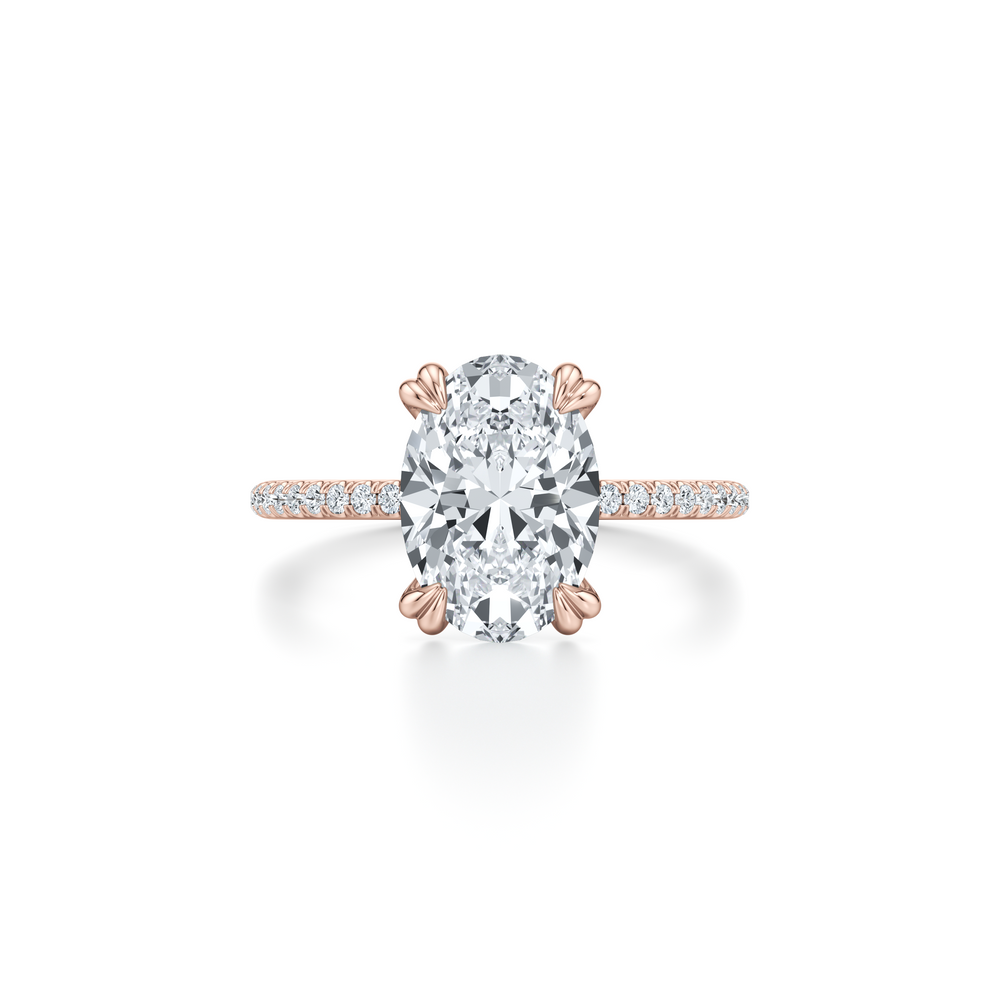 Kate Solitaire Lab Diamond Engagement Ring with Oval Cut Diamond in 14KT 18k Rose Gold view 1
