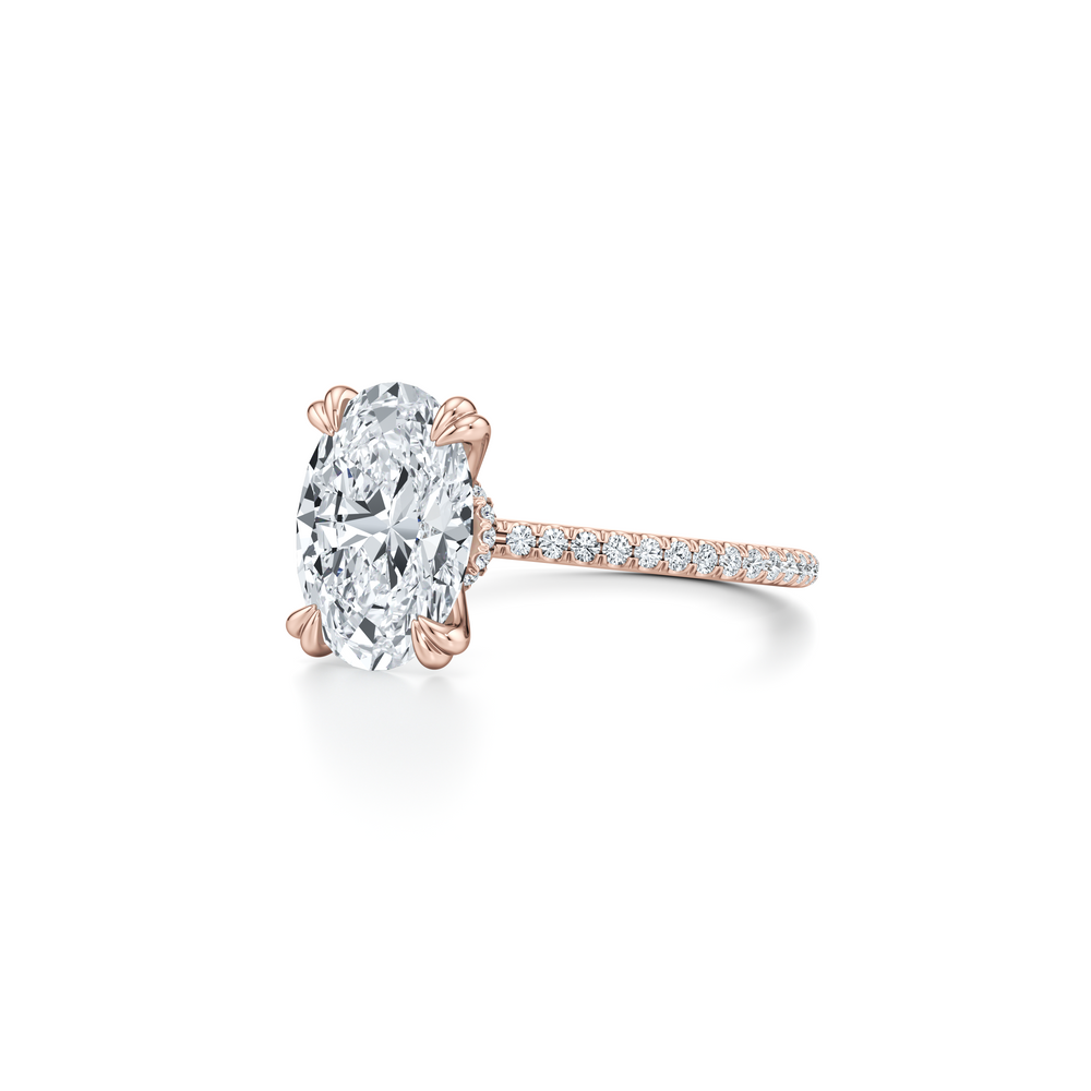 Kate Solitaire Lab Diamond Engagement Ring with Oval Cut Diamond in 14KT 18k Rose Gold view 2
