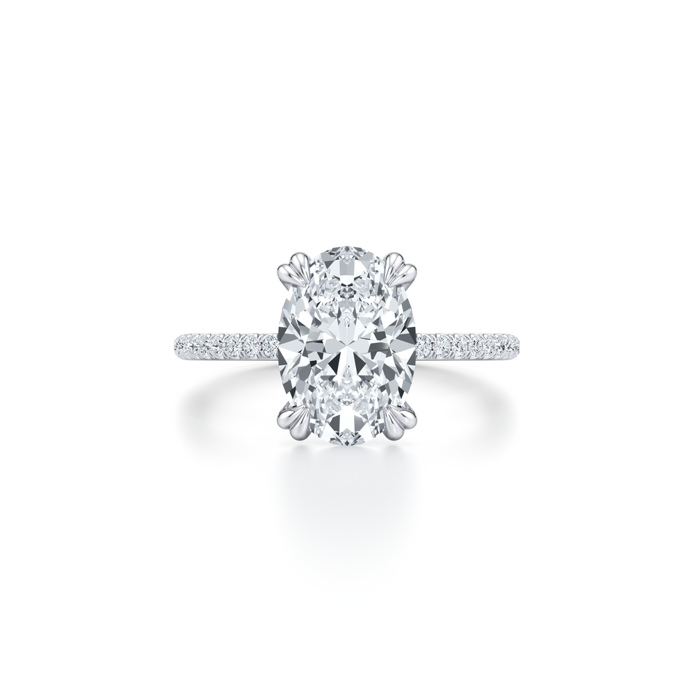 Kate Solitaire Lab Diamond Engagement Ring with Oval Cut Diamond in 14KT 18k White Gold view 1
