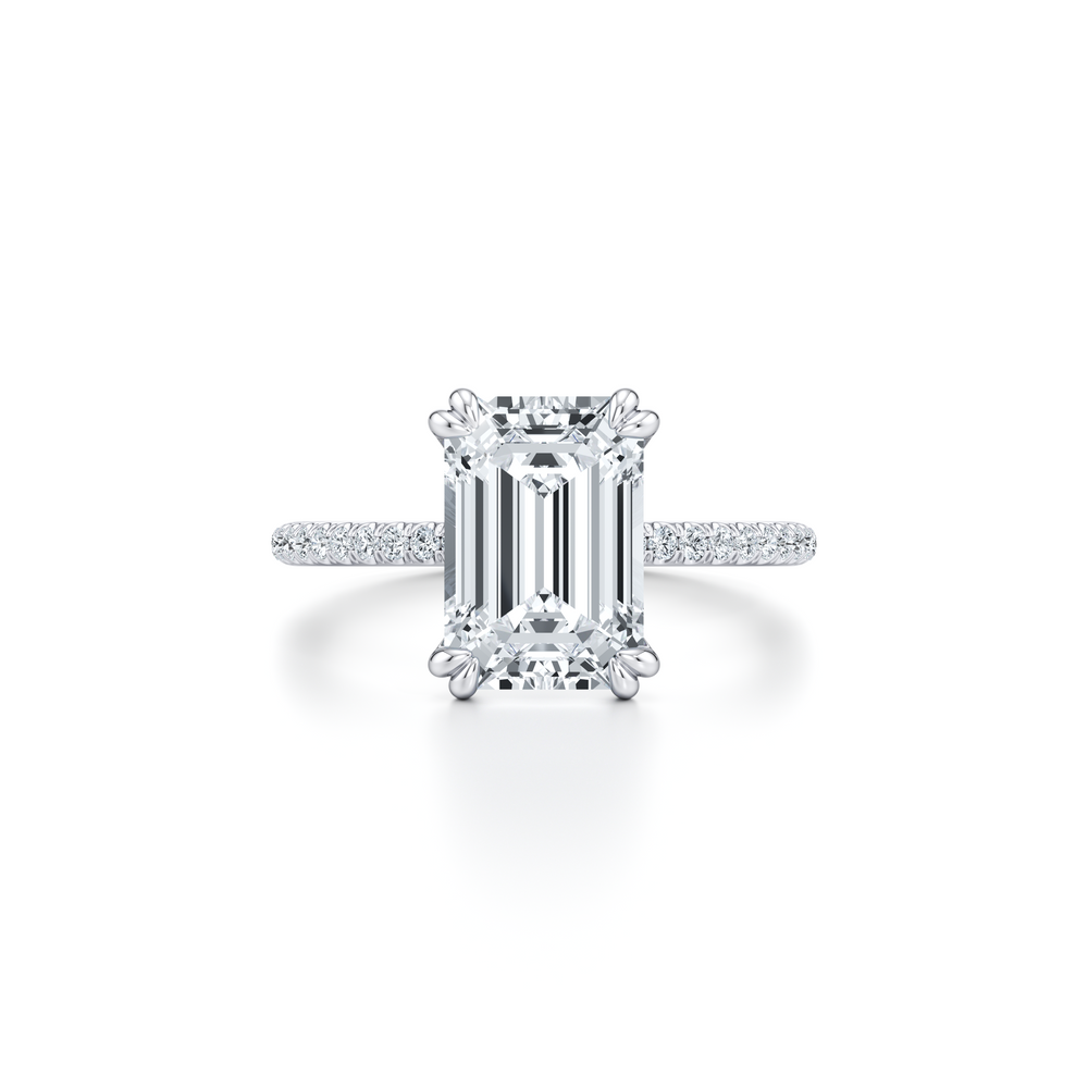 Kate Solitaire Lab Diamond Engagement Ring with Emerald Cut Diamond in 14KT Platinum view 1
