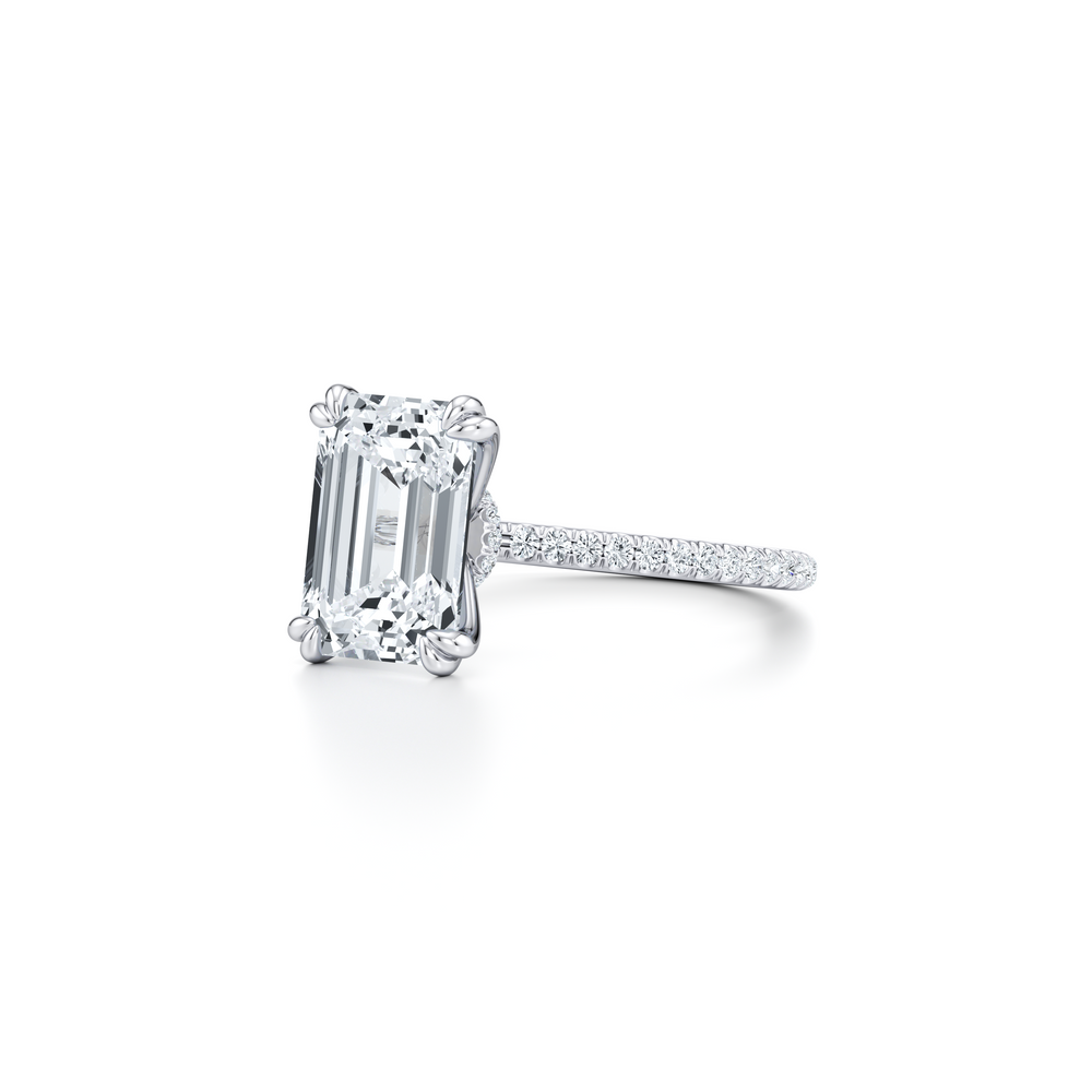 Kate Solitaire Lab Diamond Engagement Ring with Emerald Cut Diamond in 14KT Platinum view 2
