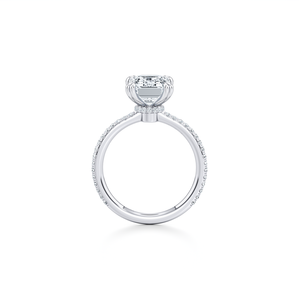 Kate Solitaire Lab Diamond Engagement Ring with Emerald Cut Diamond in 14KT Platinum view 4
