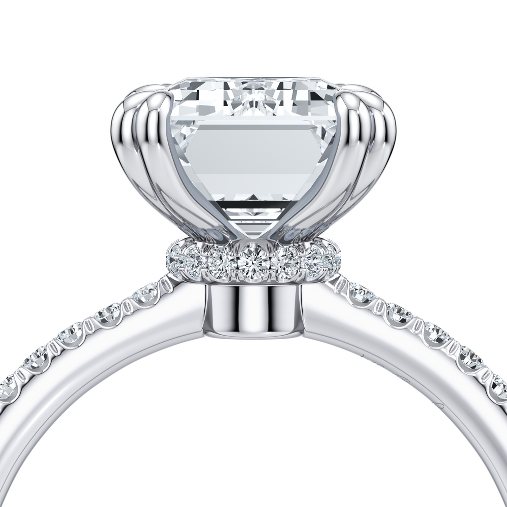 Kate Solitaire Lab Diamond Engagement Ring with Emerald Cut Diamond in 14KT Platinum view 5
