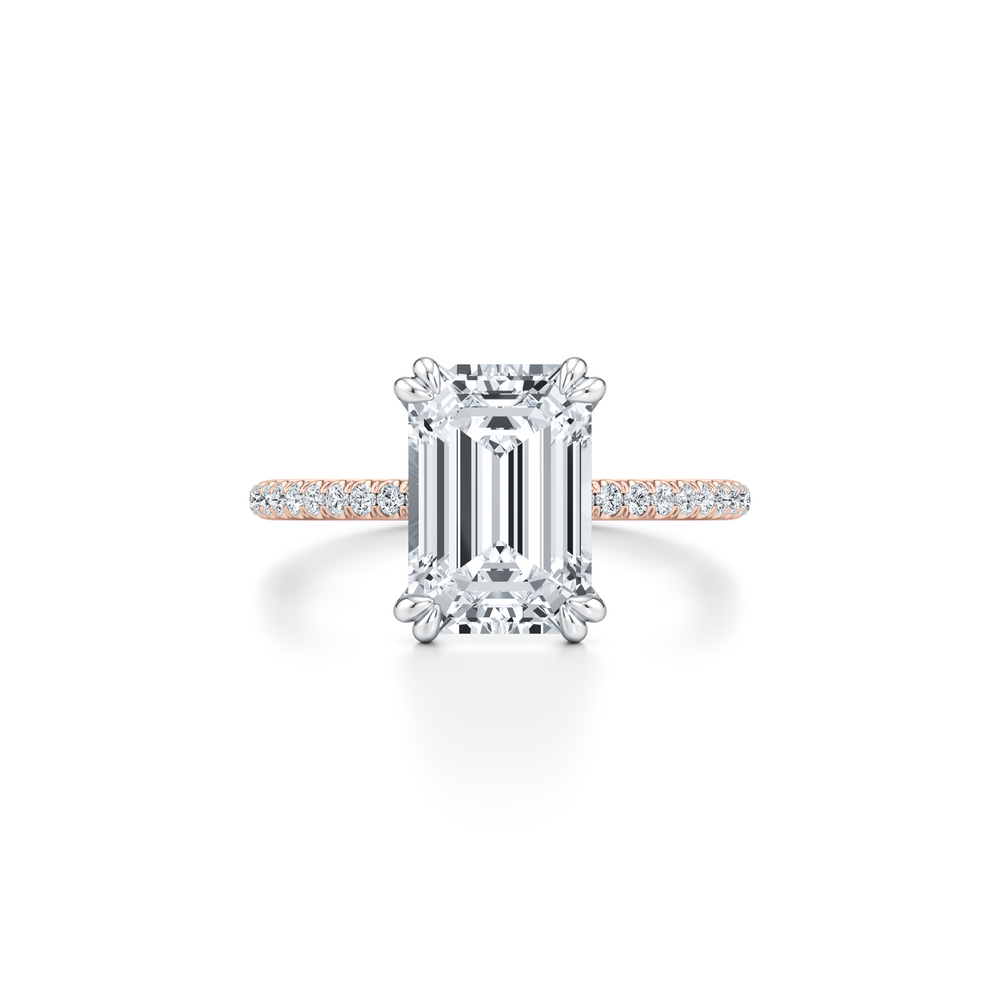Kate Solitaire Lab Diamond Engagement Ring with Emerald Cut Diamond in 14KT Two view 1
