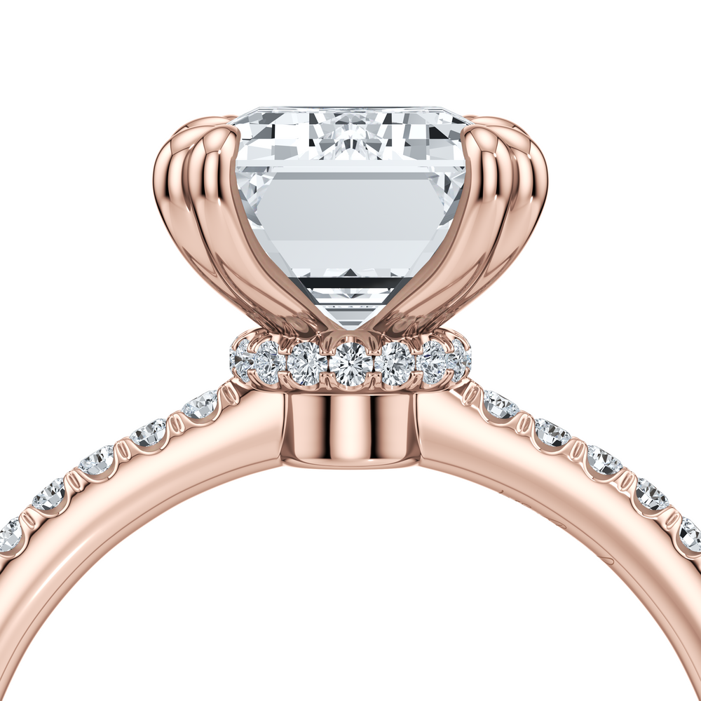 Kate Solitaire Lab Diamond Engagement Ring with Emerald Cut Diamond in 14KT 18k Rose Gold view 5
