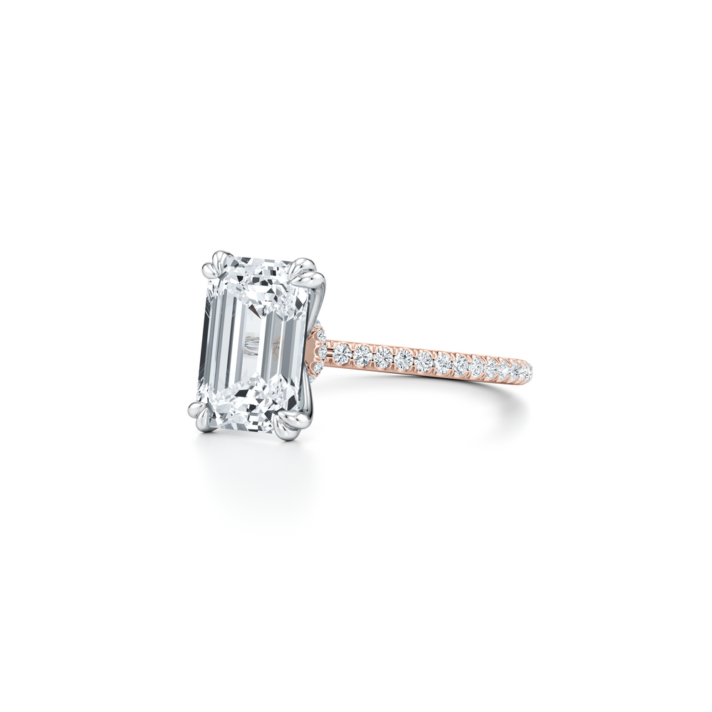 Kate Solitaire Lab Diamond Engagement Ring with Emerald Cut Diamond in 14KT Two view 2
