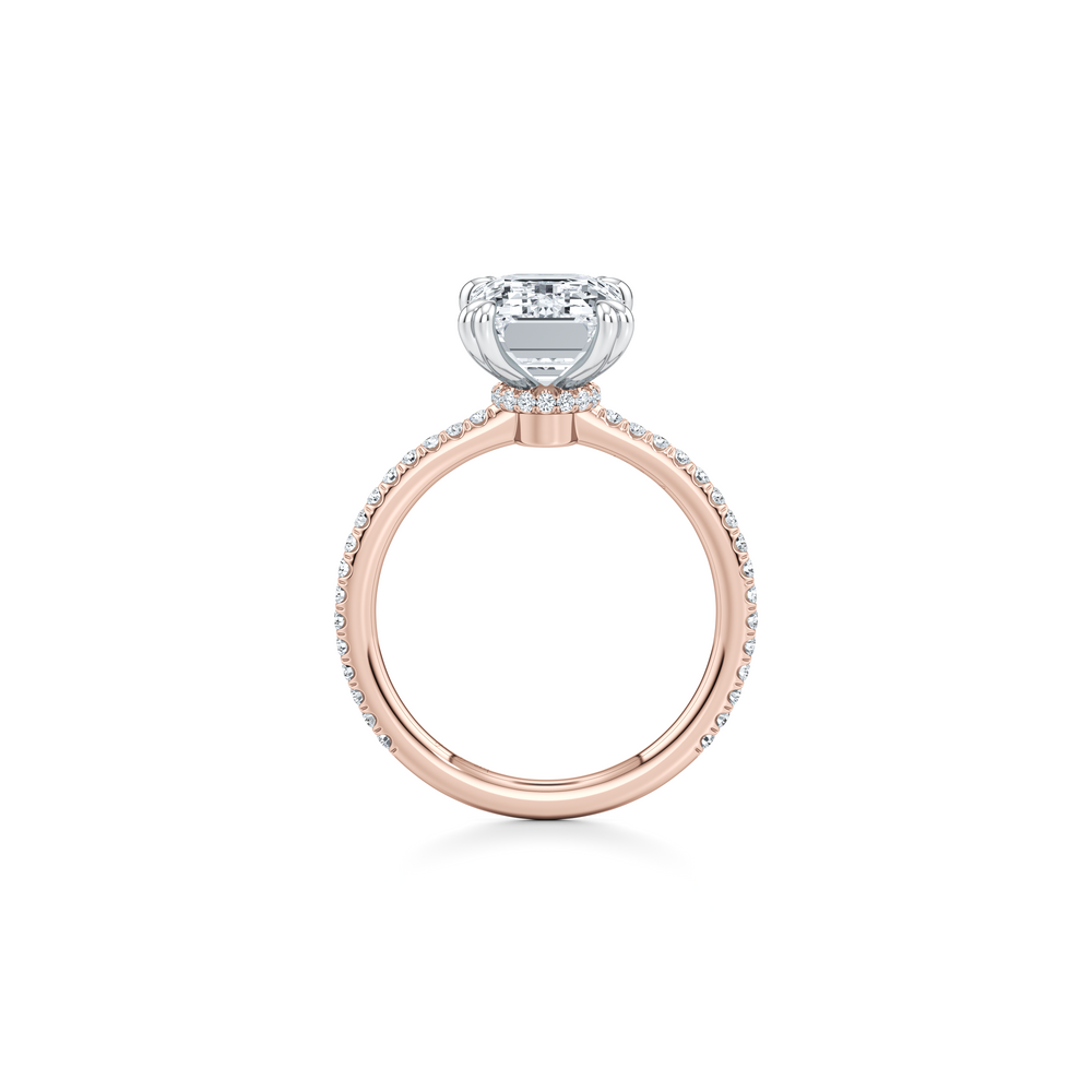 Kate Solitaire Lab Diamond Engagement Ring with Emerald Cut Diamond in 14KT Two view 4
