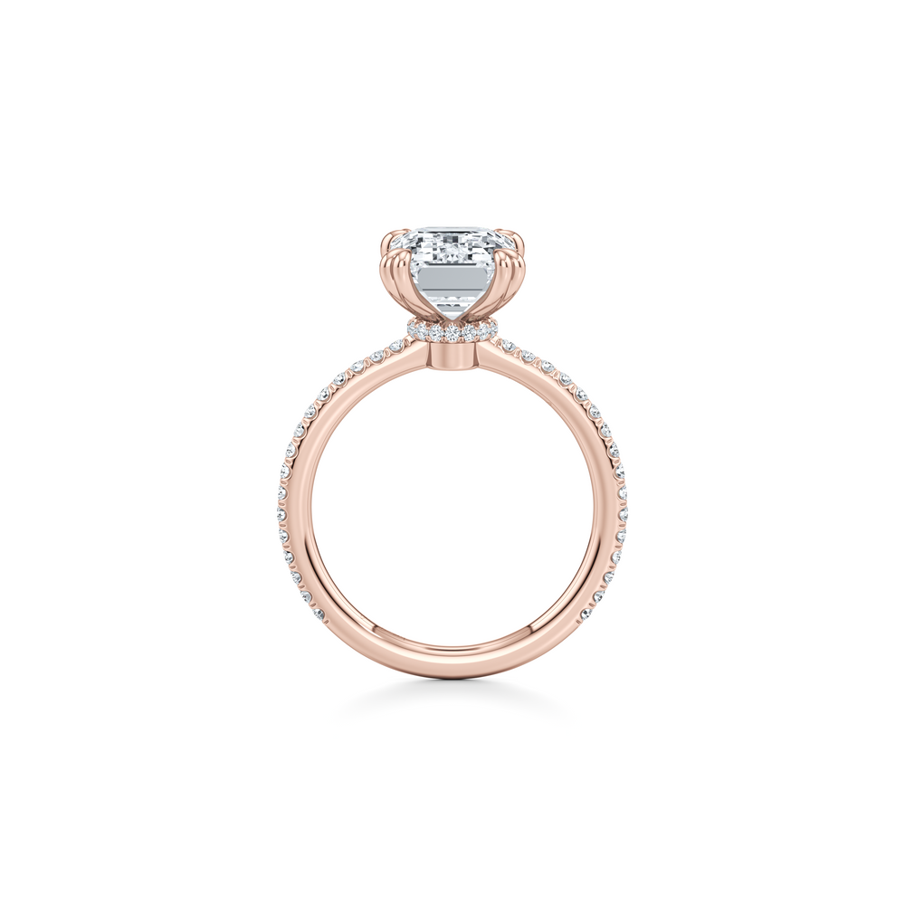 Kate Solitaire Lab Diamond Engagement Ring with Emerald Cut Diamond in 14KT 18k Rose Gold view 4
