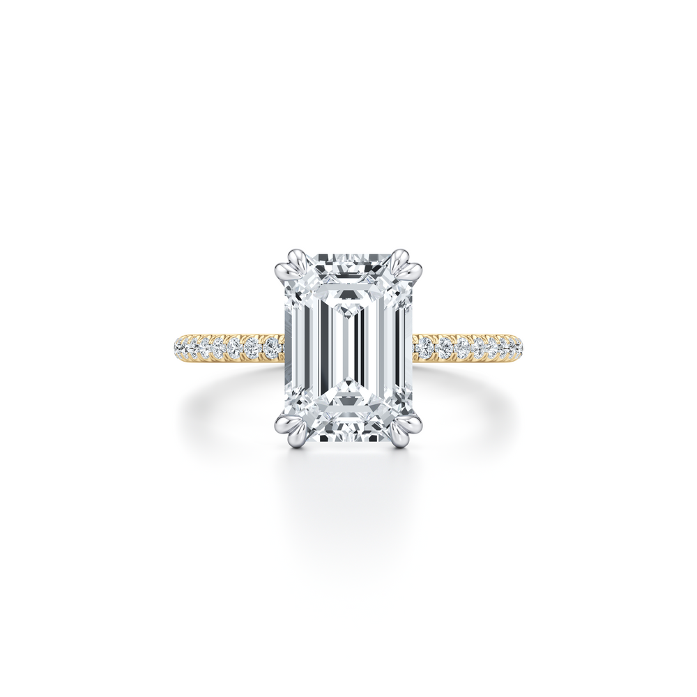 Kate Solitaire Lab Diamond Engagement Ring with Emerald Cut Diamond in 14KT Two view 1
