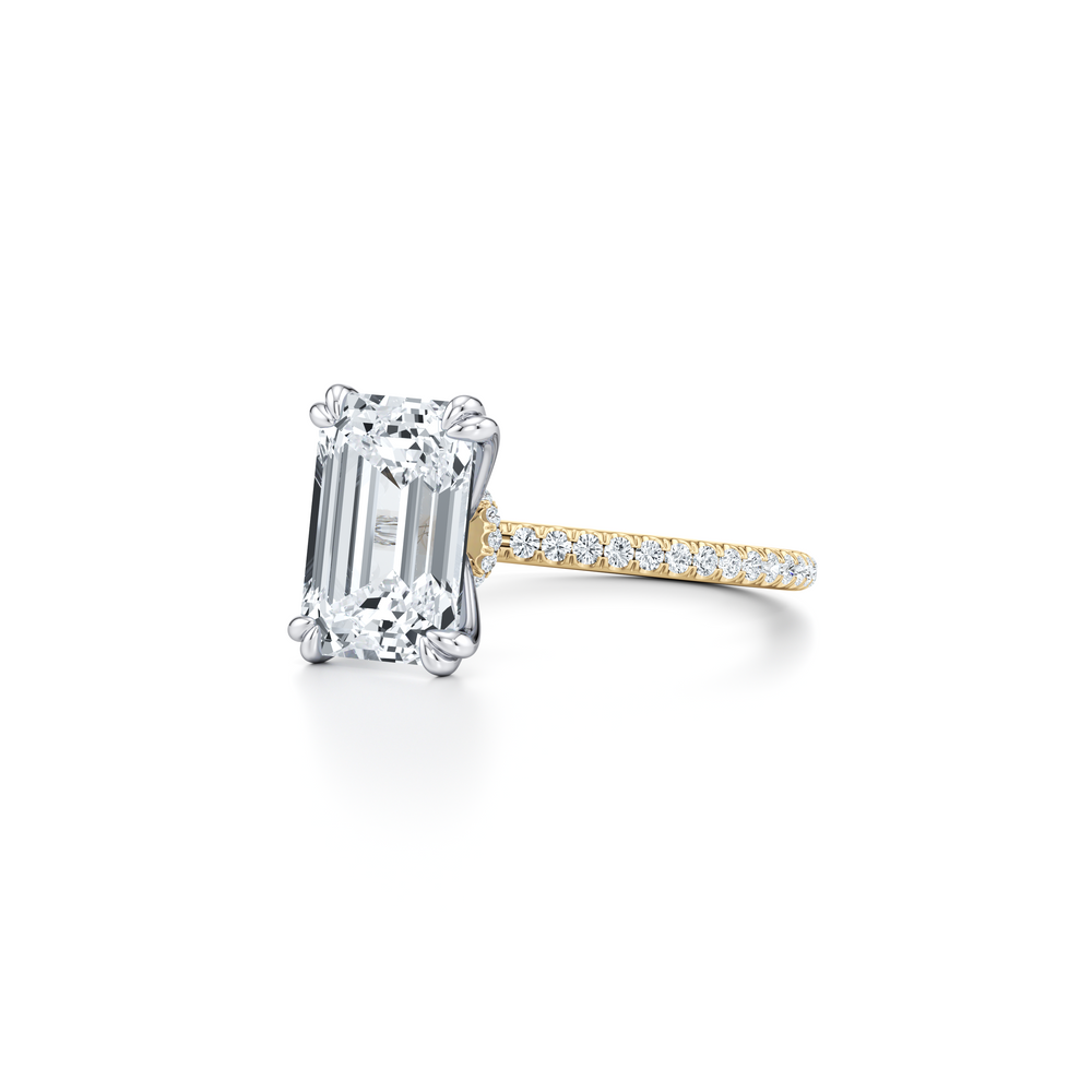 Kate Solitaire Lab Diamond Engagement Ring with Emerald Cut Diamond in 14KT Two view 2
