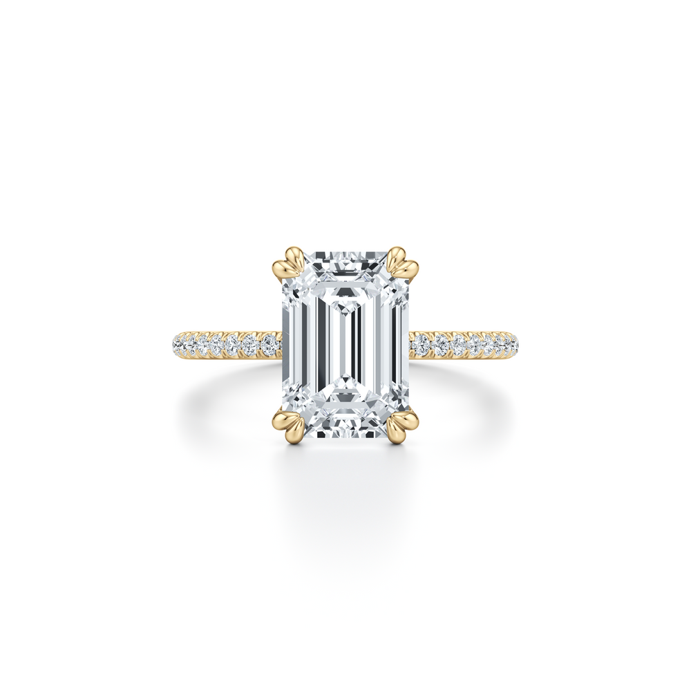 Kate Solitaire Lab Diamond Engagement Ring with Emerald Cut Diamond in 14KT 18k Yellow Gold view 1
