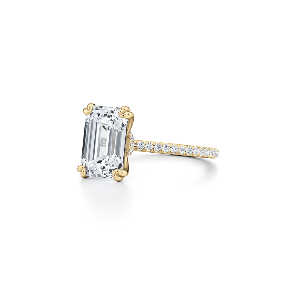 Kate Solitaire Lab Diamond Engagement Ring with Emerald Cut Diamond in 14KT 18k Yellow Gold view 2
