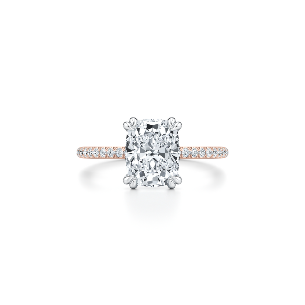 Kate Solitaire Lab Diamond Engagement Ring with Cushion Cut Diamond in 14KT Two view 1
