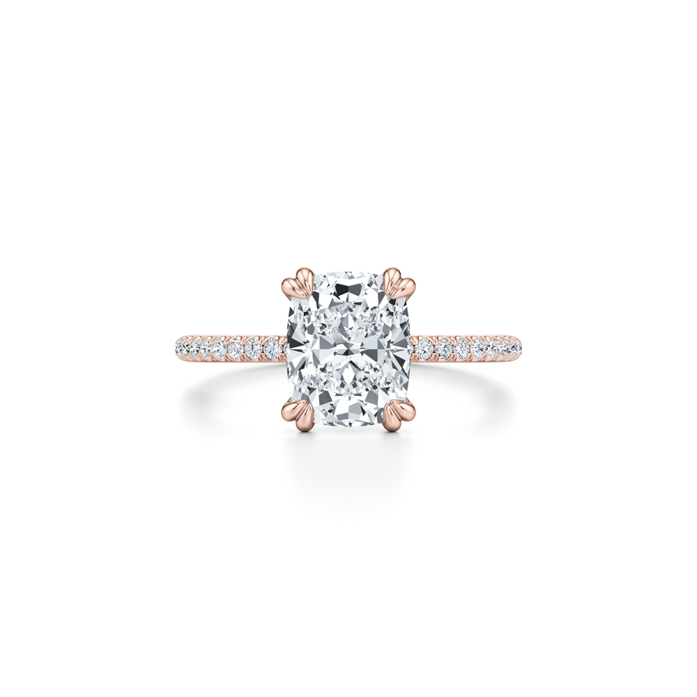 Kate Solitaire Lab Diamond Engagement Ring with Cushion Cut Diamond in 14KT 18k Rose Gold view 1
