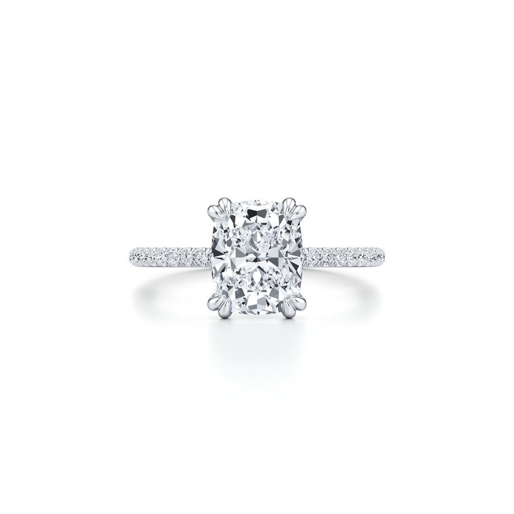 Kate Solitaire Lab Diamond Engagement Ring with Cushion Cut Diamond in 14KT 18k White Gold view 1
