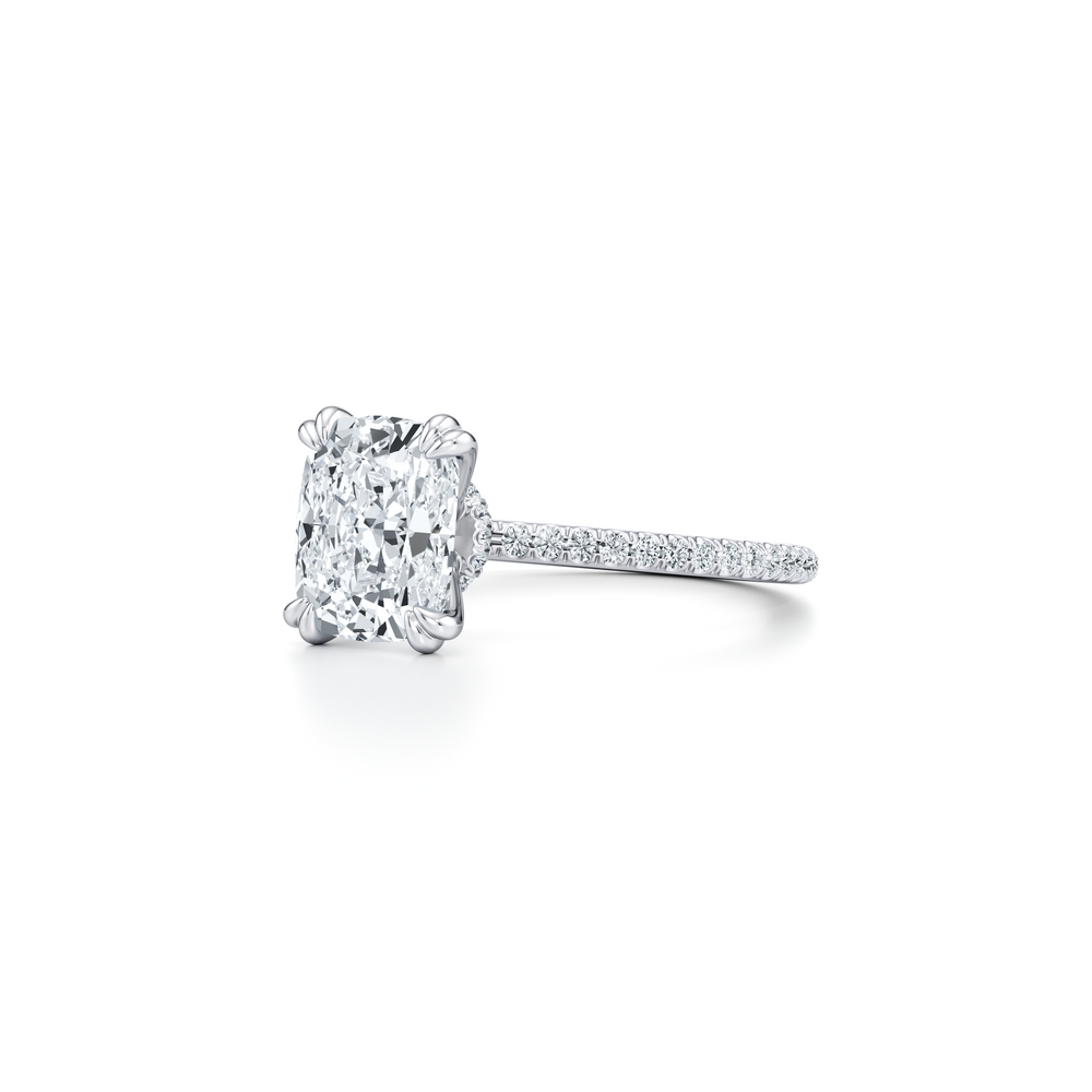 Kate Solitaire Lab Diamond Engagement Ring with Cushion Cut Diamond in 14KT 18k White Gold view 2
