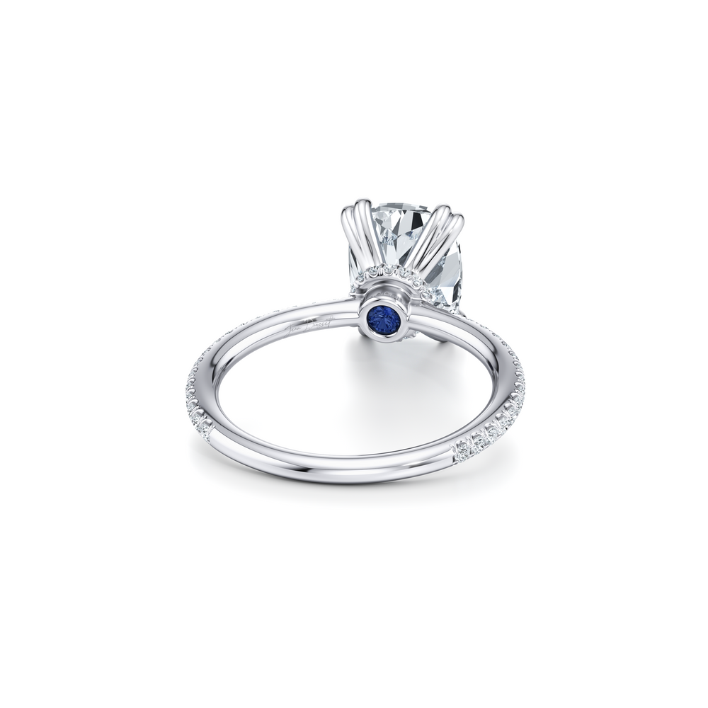 Kate Solitaire Lab Diamond Engagement Ring with Cushion Cut Diamond in 14KT 18k White Gold view 3
