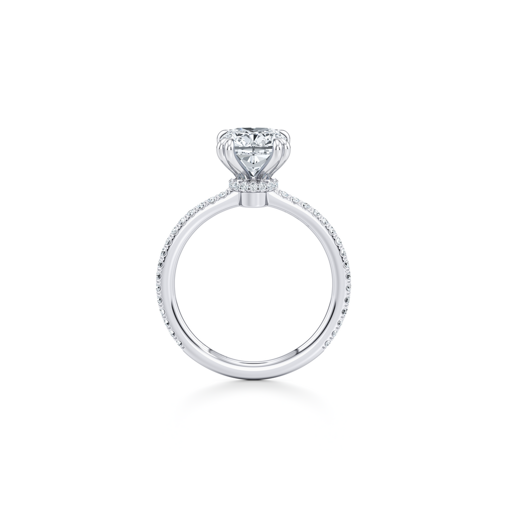 Kate Solitaire Lab Diamond Engagement Ring with Cushion Cut Diamond in 14KT 18k White Gold view 4
