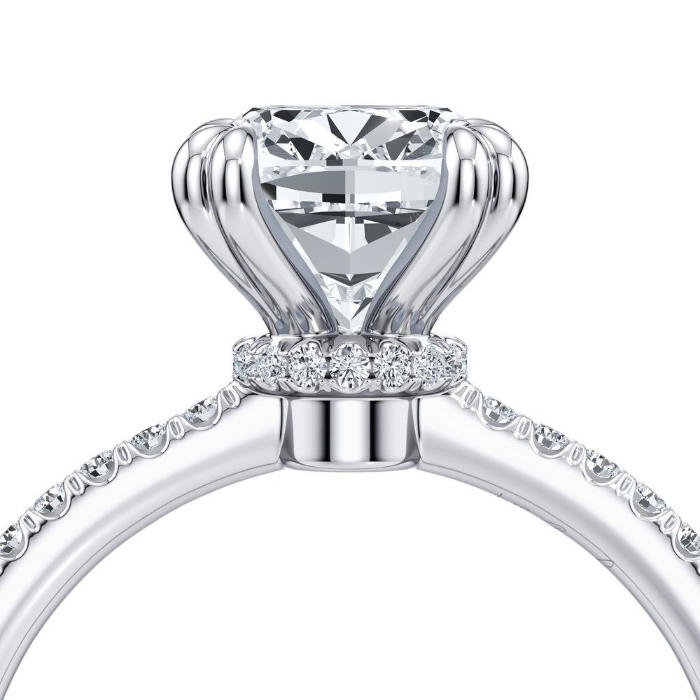 Kate Solitaire Lab Diamond Engagement Ring with Cushion Cut Diamond in 14KT 18k White Gold view 5
