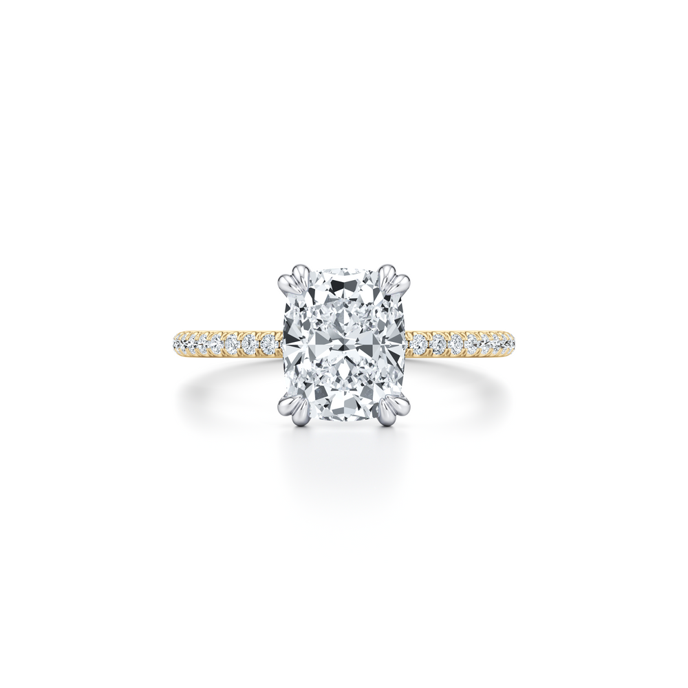 Kate Solitaire Lab Diamond Engagement Ring with Cushion Cut Diamond in 14KT Two view 1
