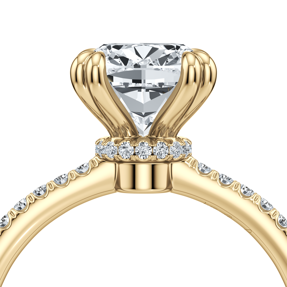 Kate Solitaire Lab Diamond Engagement Ring with Cushion Cut Diamond in 14KT 18k Yellow Gold view 5
