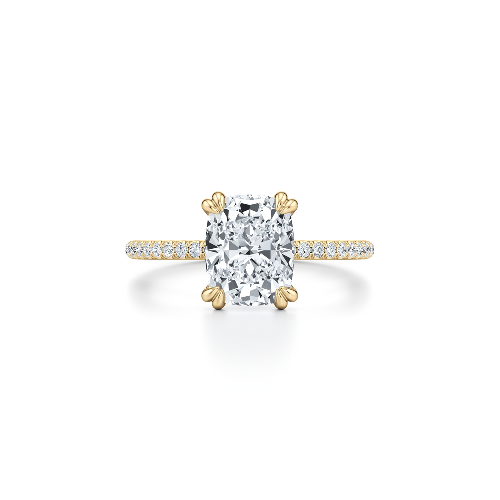 Kate Solitaire Lab Diamond Engagement Ring with Cushion Cut Diamond in 14KT 18k Yellow Gold view 1

