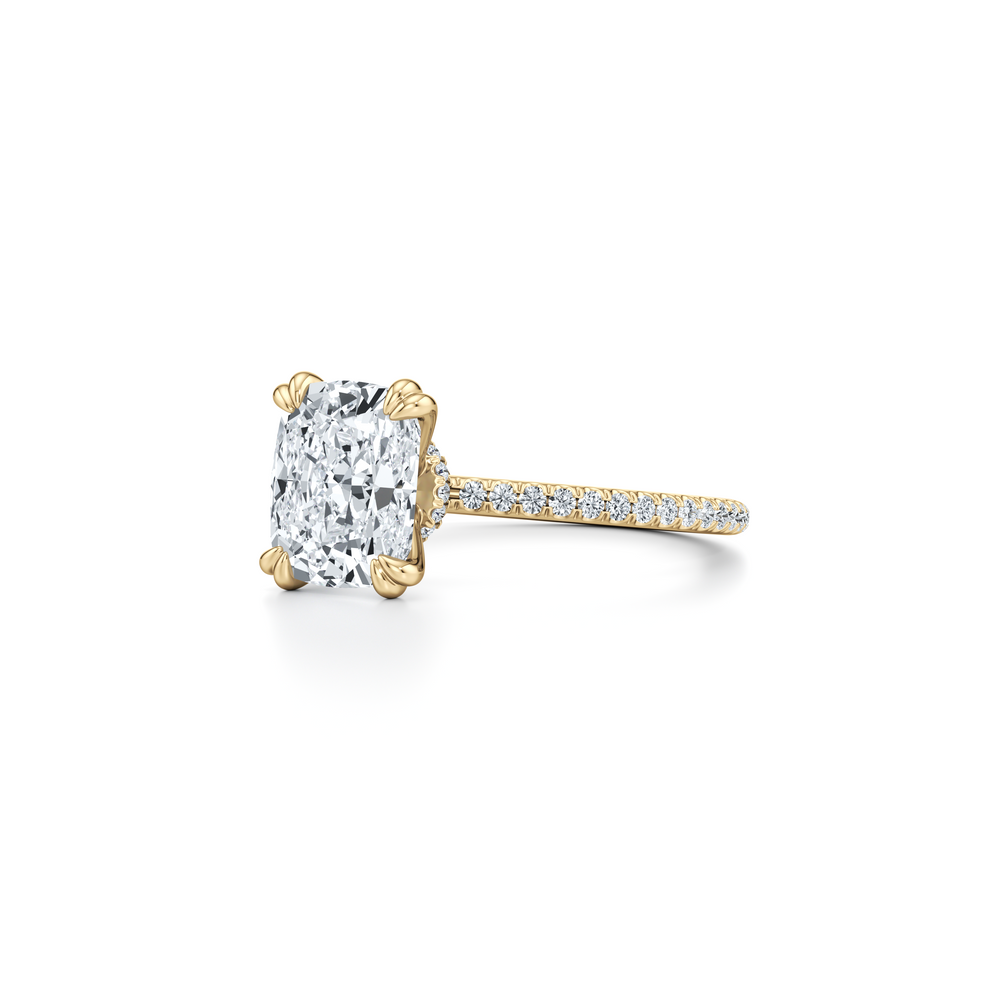 Kate Solitaire Lab Diamond Engagement Ring with Cushion Cut Diamond in 14KT 18k Yellow Gold view 2
