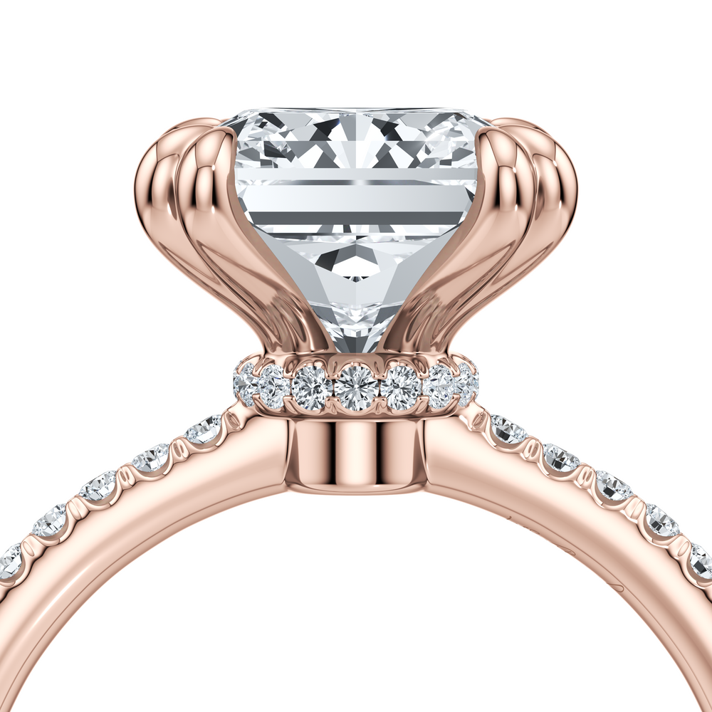 Kate Solitaire Lab Diamond Engagement Ring with Radiant Cut Diamond in 14KT 18k Rose Gold view 5

