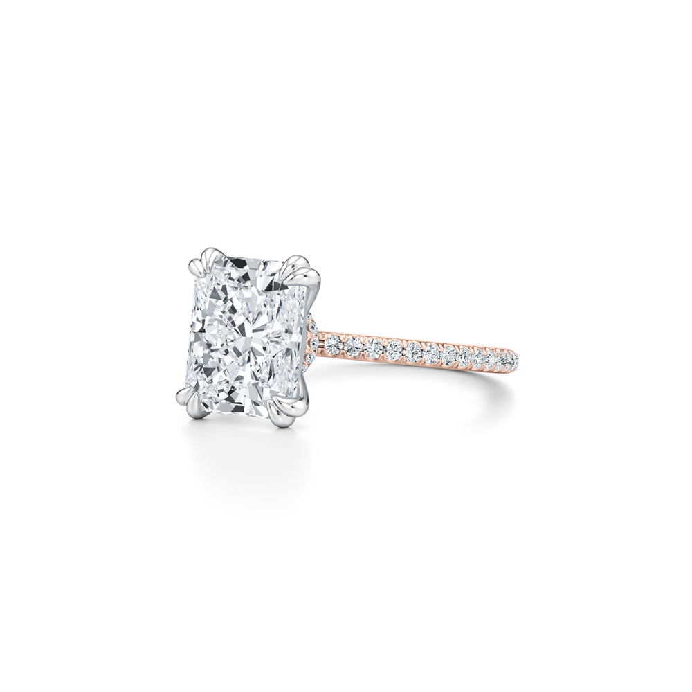Kate Solitaire Lab Diamond Engagement Ring with Radiant Cut Diamond in 14KT Two view 2
