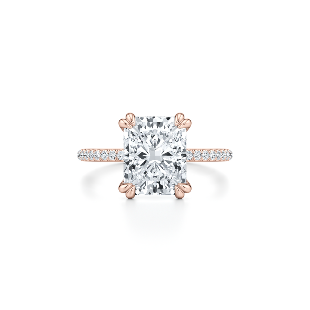 Kate Solitaire Lab Diamond Engagement Ring with Radiant Cut Diamond in 14KT 18k Rose Gold view 1
