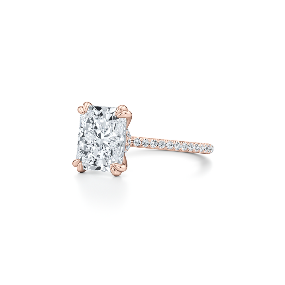 Kate Solitaire Lab Diamond Engagement Ring with Radiant Cut Diamond in 14KT 18k Rose Gold view 2
