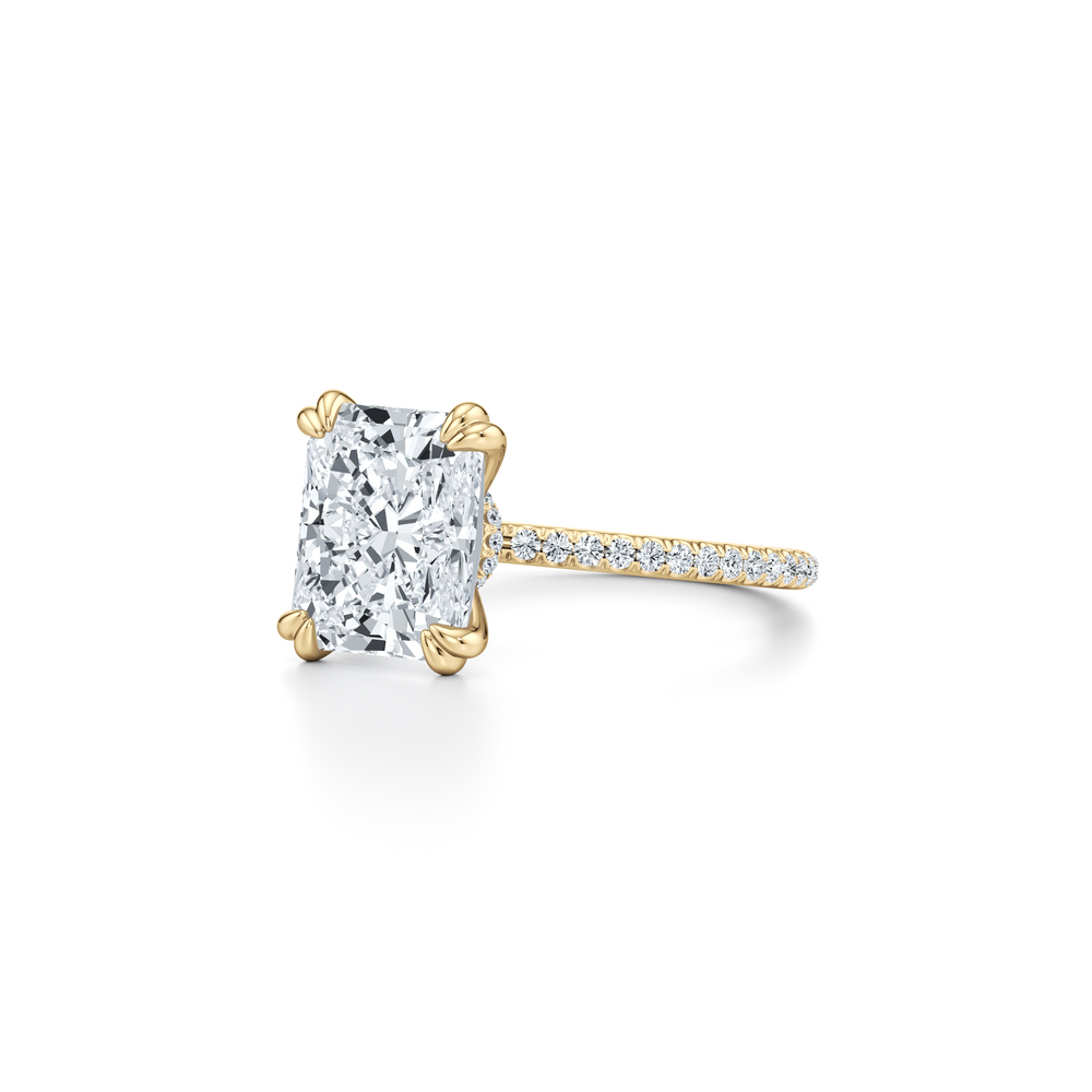 Kate Solitaire Lab Diamond Engagement Ring with Radiant Cut Diamond in 14KT 18k Yellow Gold view 2
