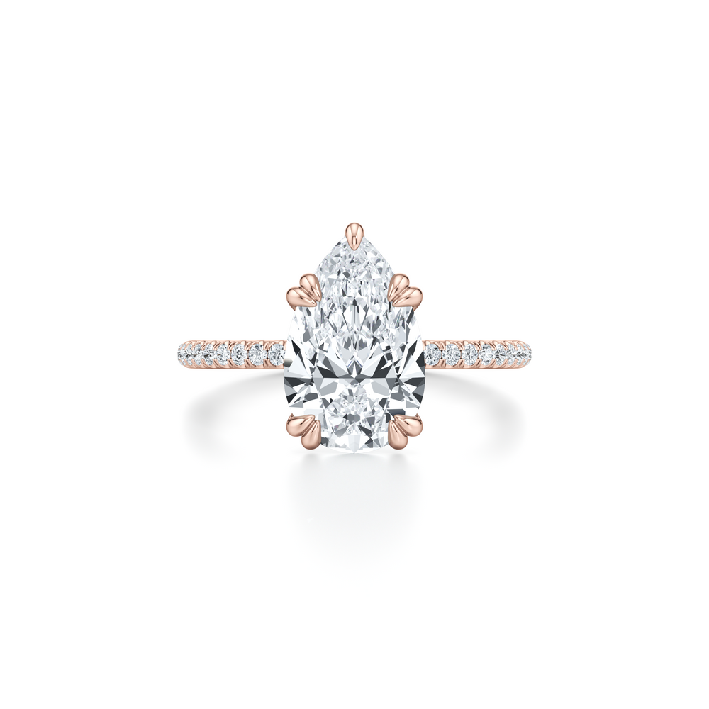 Kate Solitaire Lab Diamond Engagement Ring with Pear Cut Diamond in 14KT 18k Rose Gold view 1
