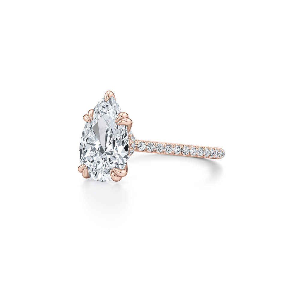 Kate Solitaire Lab Diamond Engagement Ring with Pear Cut Diamond in 14KT 18k Rose Gold view 2

