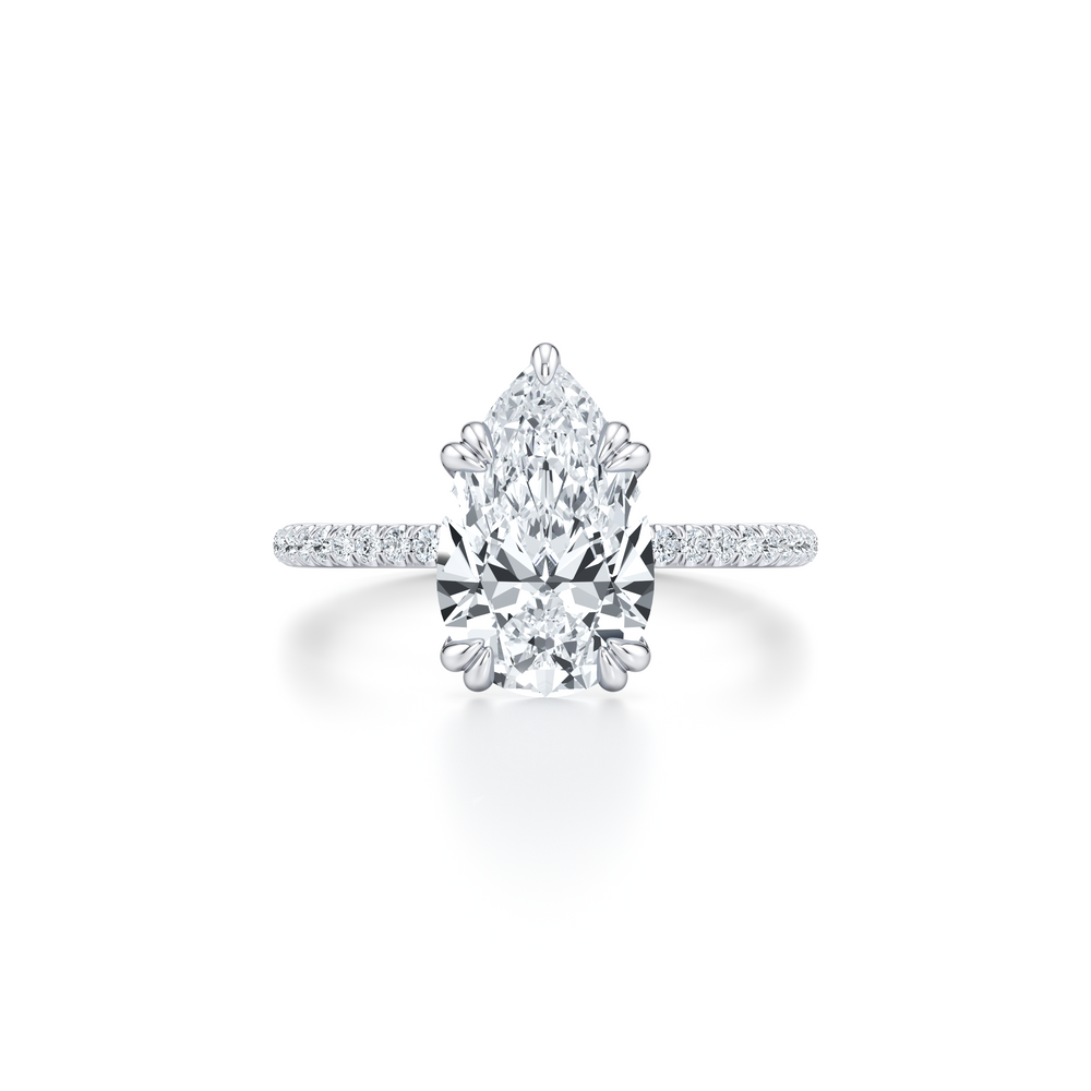 Kate Solitaire Lab Diamond Engagement Ring with Pear Cut Diamond in 14KT 18k White Gold view 1
