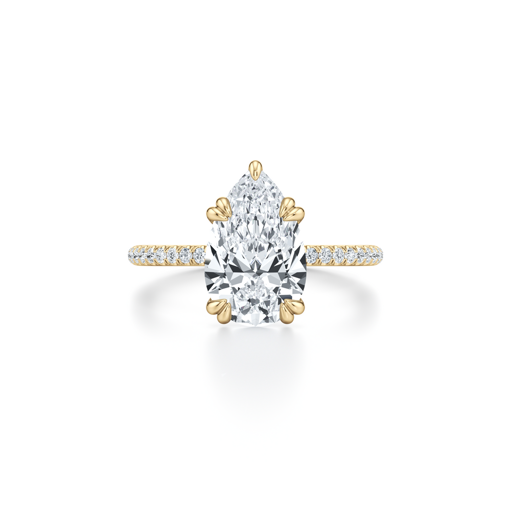 Kate Solitaire Lab Diamond Engagement Ring with Pear Cut Diamond in 14KT 18k Yellow Gold view 1
