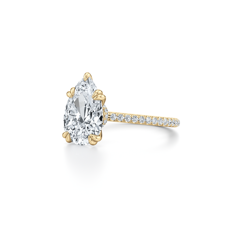 Kate Solitaire Lab Diamond Engagement Ring with Pear Cut Diamond in 14KT 18k Yellow Gold view 4
